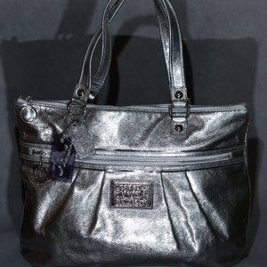 Coach Metallic Silver Tote, Leather